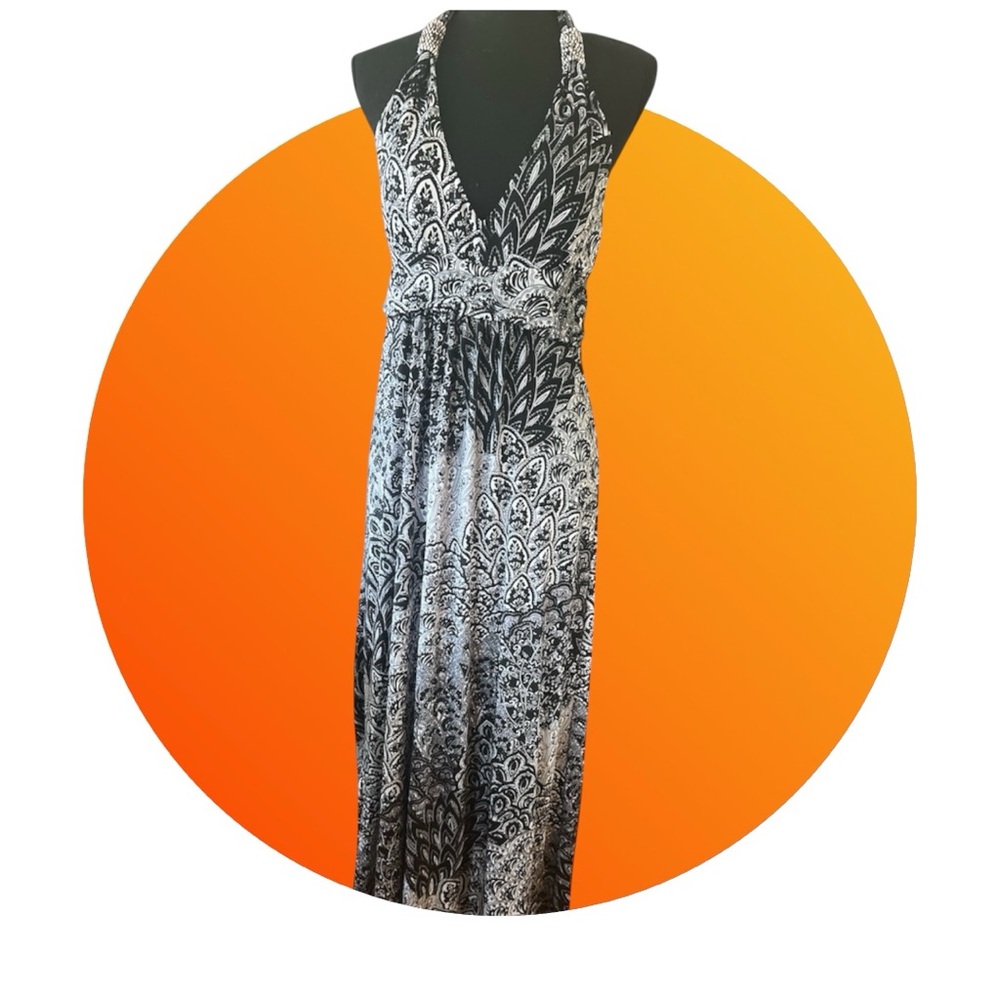 Black and White Halter Maxi Sundress
